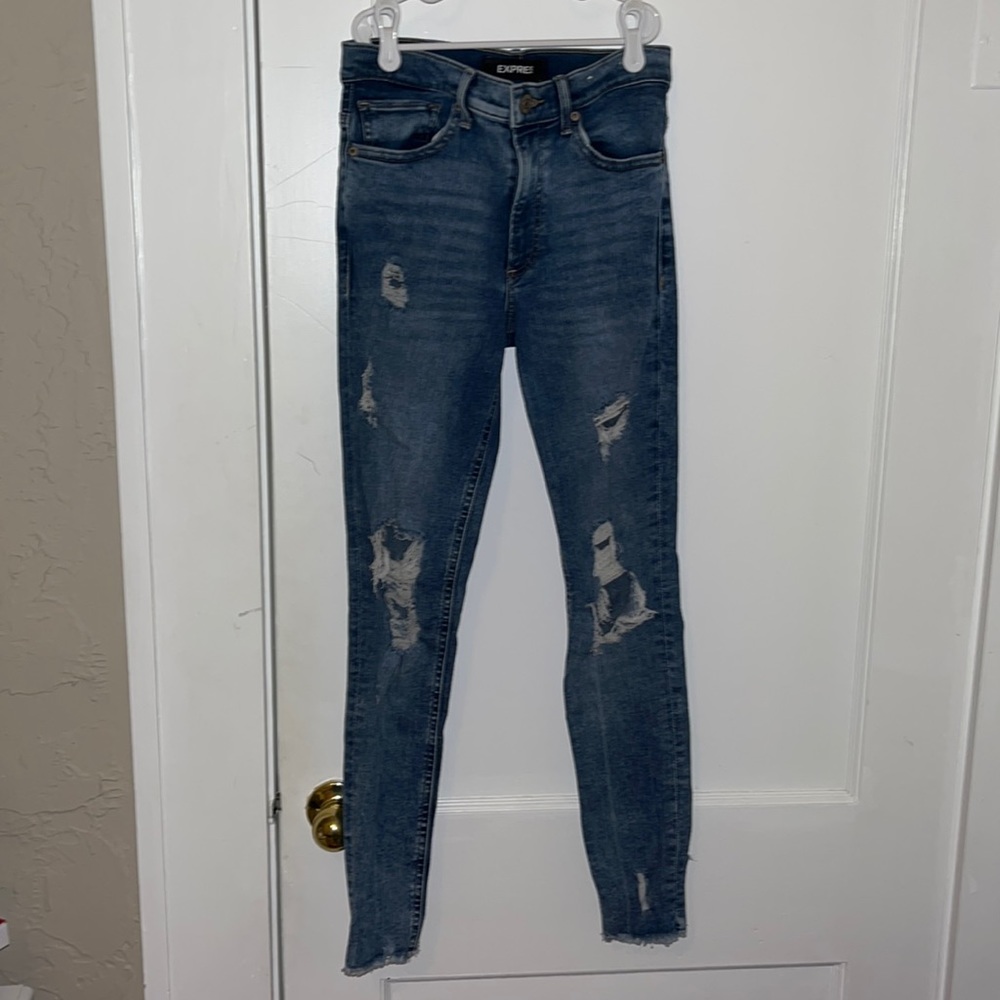 Distressed Express skinny jeans